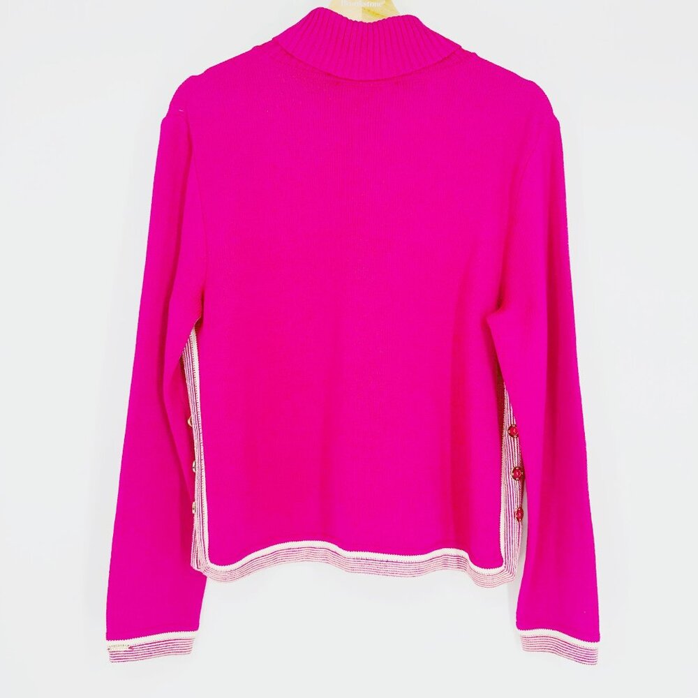 St. John Vintage Pink Santana Knit Long Sleeve Button Side Turtle Neck Sweater M - Picture 2 of 9